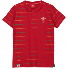 Welsh Rugby Classic Pinstripe Pique Polo - Red - Boys